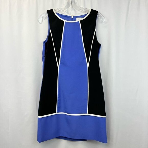 Jessica Simpson Womens A Line Dress Blue Black Color Block Zipper Sleeveless 6 - Picture 1 of 10
